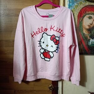 New Brand Hello Kitty Sanrio Bow Pink Pullover Crewneck Sweatshirt Women’s Size